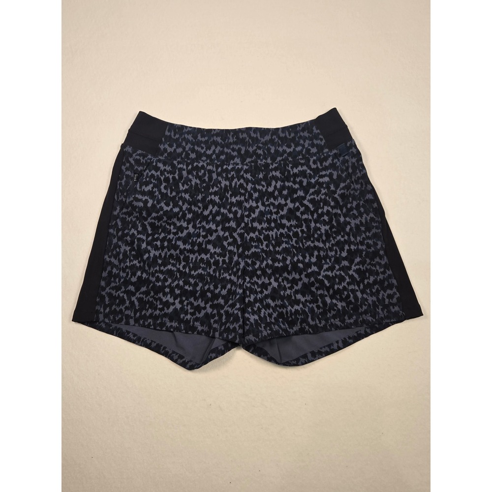 Athleta Brooklyn Printed Shorts Women Size 4 Blue Black Excellent Leopard Print